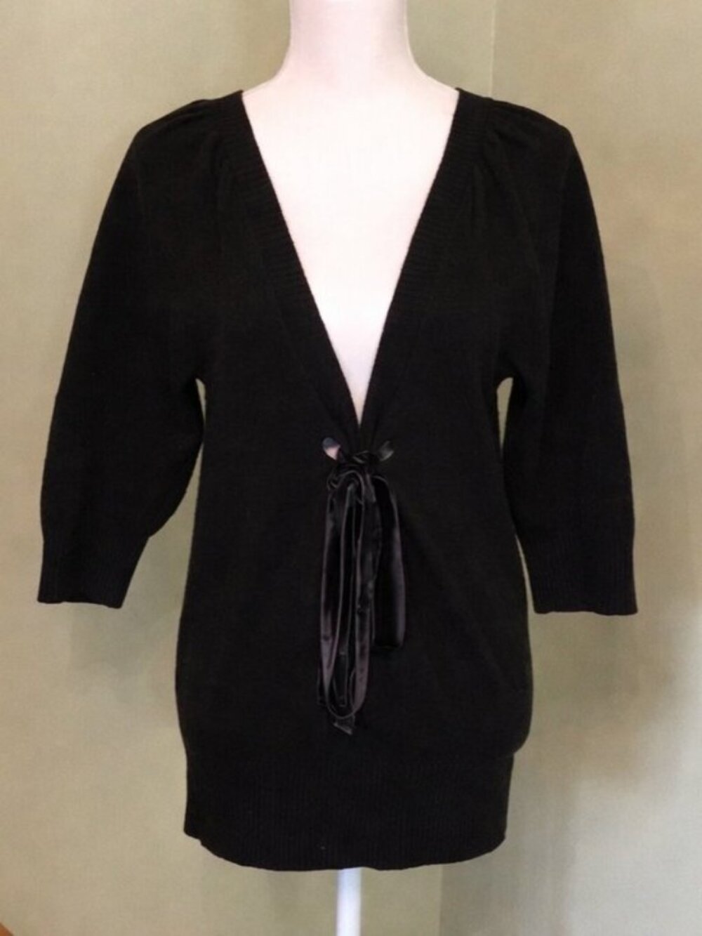 Juicy Couture Black Wool Sweater with Velvet Bow